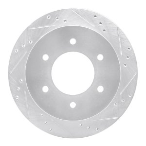 Mitsubishi Montero Brake Rotor (1) - Rear Right - R1 Concepts - Drilled & Slotted - Silver - `15-`17